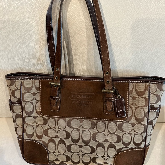 Coach | Bags | Vintage Coach G4q443 Tan Leather Suede Signature C